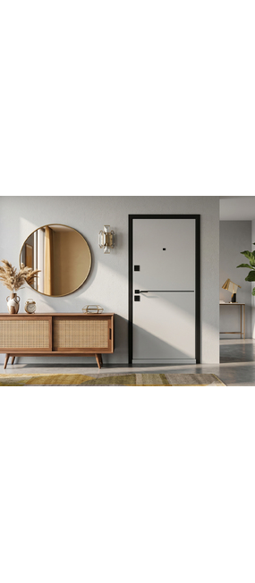 Двері вхідні HYGGE Apart 100 Line Антрацит пісок/Білий супермат, 860x2050 R. Номер 2
