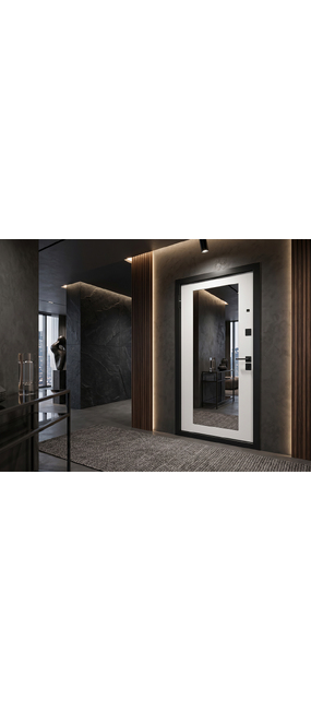 Двері вхідні HYGGE Apart 120 Mirror Чорний мат/Білий супермат, 860x2050 R. Номер 3