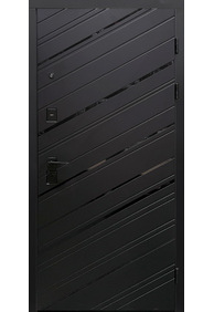 Двері вхідні HYGGE Apart 120 Mirror Чорний мат/Білий супермат, 860x2050 R