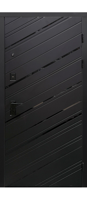 Двері вхідні HYGGE Apart 120 Mirror Чорний мат/Білий супермат, 860x2050 R. Номер 0