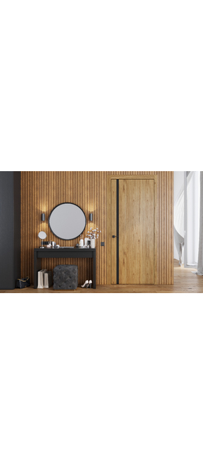 Двері міжкімнатні HYGGE ARVIKA Eris Black Line (чорний торець полотна) Catanya Oak, 695x2030. Номер 2