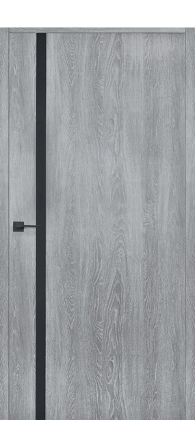 Двері міжкімнатні HYGGE ARVIKA Eris Black Line (чорний торець полотна) Grey Oak, 595x2030. Номер 0
