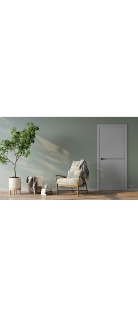 Двері міжкімнатні HYGGE ARVIKA Eris LUX (чорний торець полотна) Gray CPL, 595x2000. Номер 1
