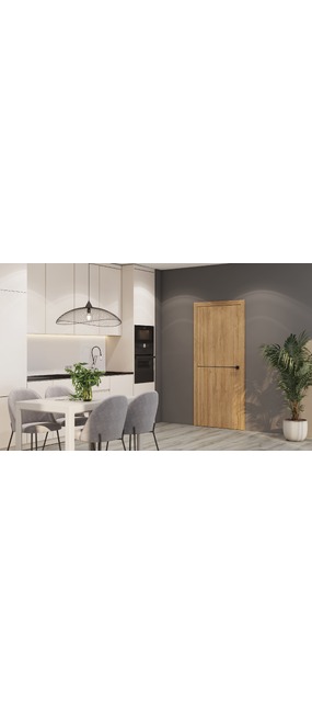Двері міжкімнатні HYGGE ARVIKA Eris LUX (чорний торець полотна) Oak Grand Premium, 595x2000. Номер 1