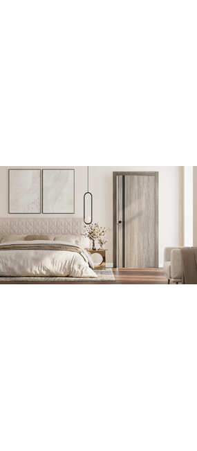 Двері міжкімнатні HYGGE ARVIKA Eris Black Line (чорний торець полотна) Grey Oak, 595x2030. Номер 3