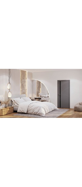 Двері міжкімнатні OMiC FLAT 02B (чорне скло) Турмалін, 600x2000. Номер 1