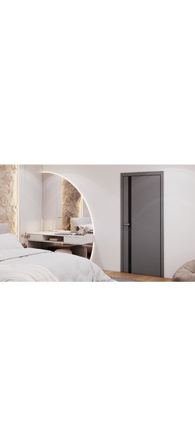 Двері міжкімнатні OMiC FLAT 02B (чорне скло) Турмалін, 600x2000. Номер 2