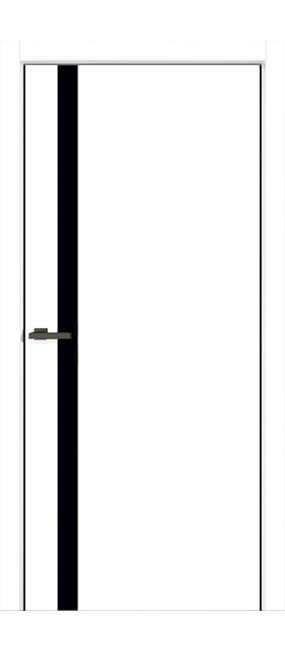 Двері міжкімнатні OMiC FLAT 02B (чорне скло) (пвх: Емалекс), 600x2000. Номер 0