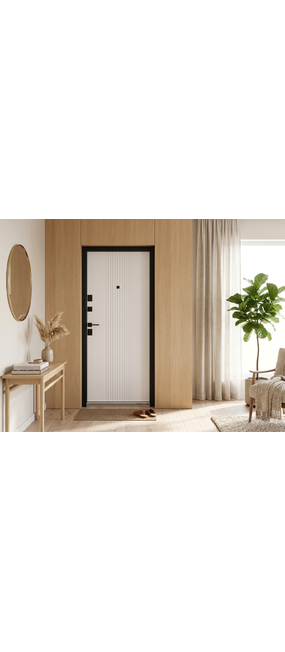 Двері вхідні Straj Optima Line ND Soft touch black/White shagreen, 850x2040 R. Номер 2