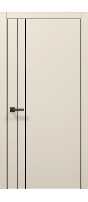Двері міжкімнатні Папа Карло Plato PL-24 (чорний молдинг і торець) -Кремовий матовий-, 610x2000. Номер 0