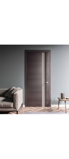 Двері міжкімнатні RODOS MODERN Flat напівскло тріплекс біле /Графіт/, 600x2000. Номер 1