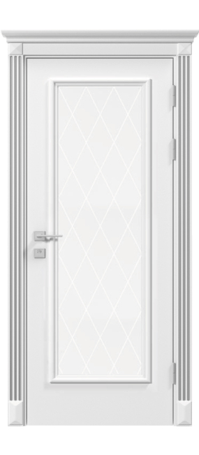 Двері міжкімнатні RODOS SIENA Asti скло (КР+ПТ) /Білий матовий/, 600x2000. Номер 0